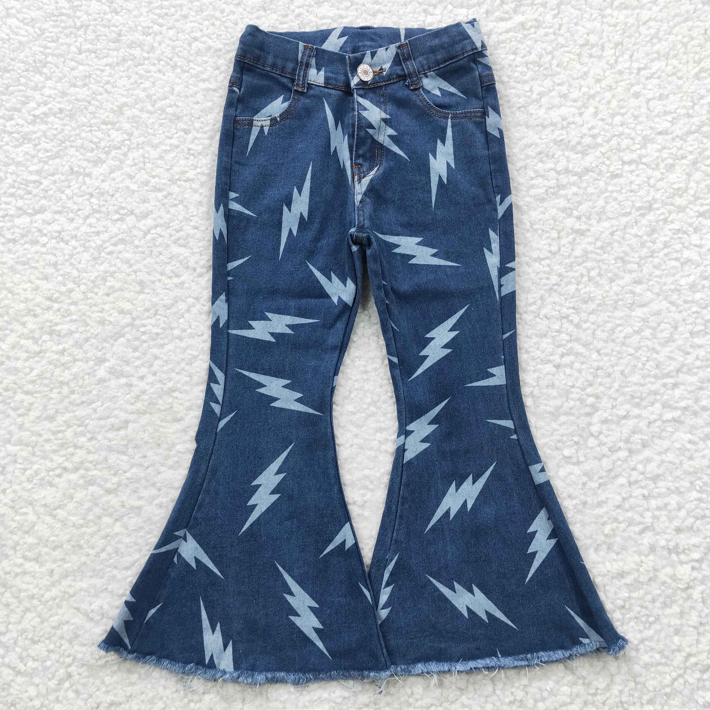 P0128  Flash Blue Denim Bell Bottom Jeans Girls Pants