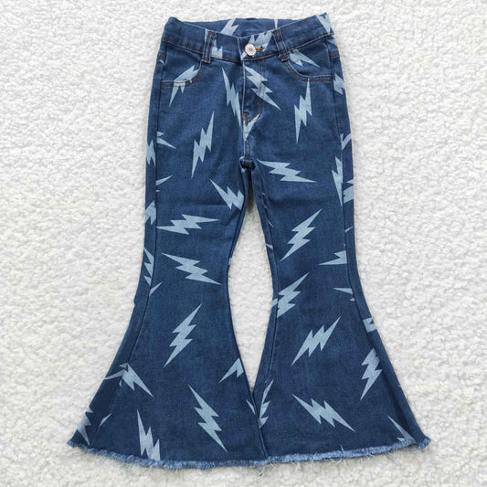 P0128  Flash Blue Denim Bell Bottom Jeans Girls Pants