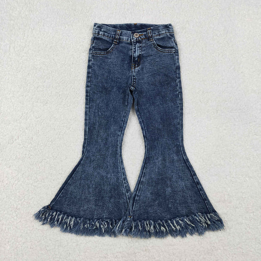 P0132 Blue Tassel Denim Bell Bottom Jeans Girls Pants