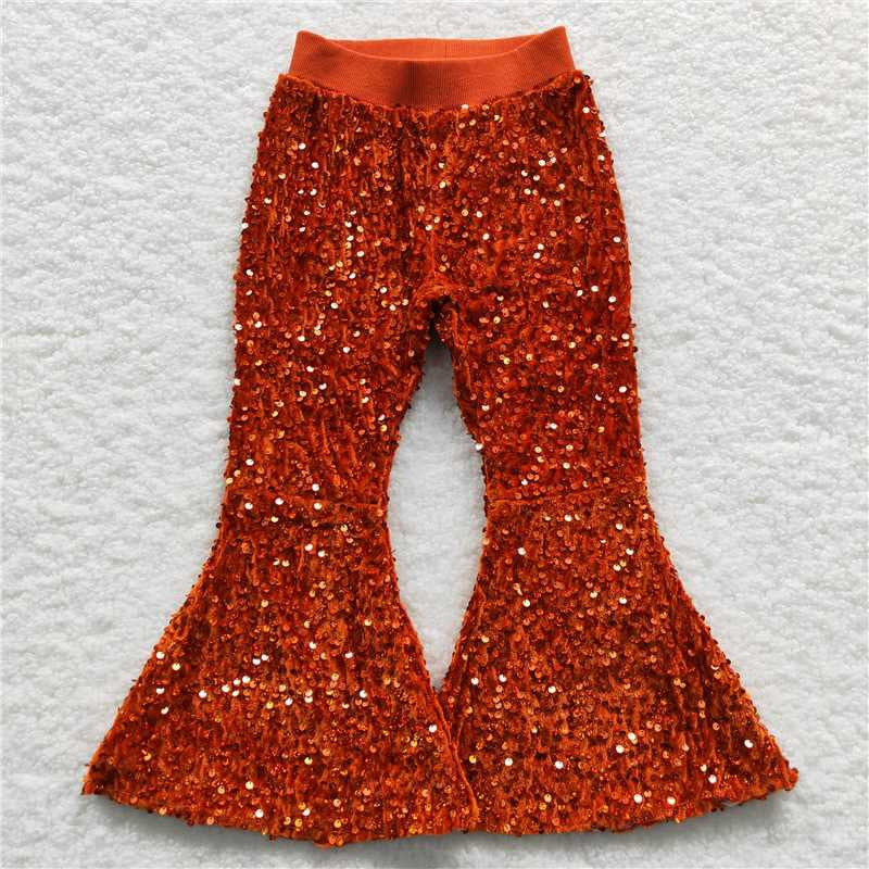 P0147 Pumpkin Baby Girls Sequins Bell Pants
