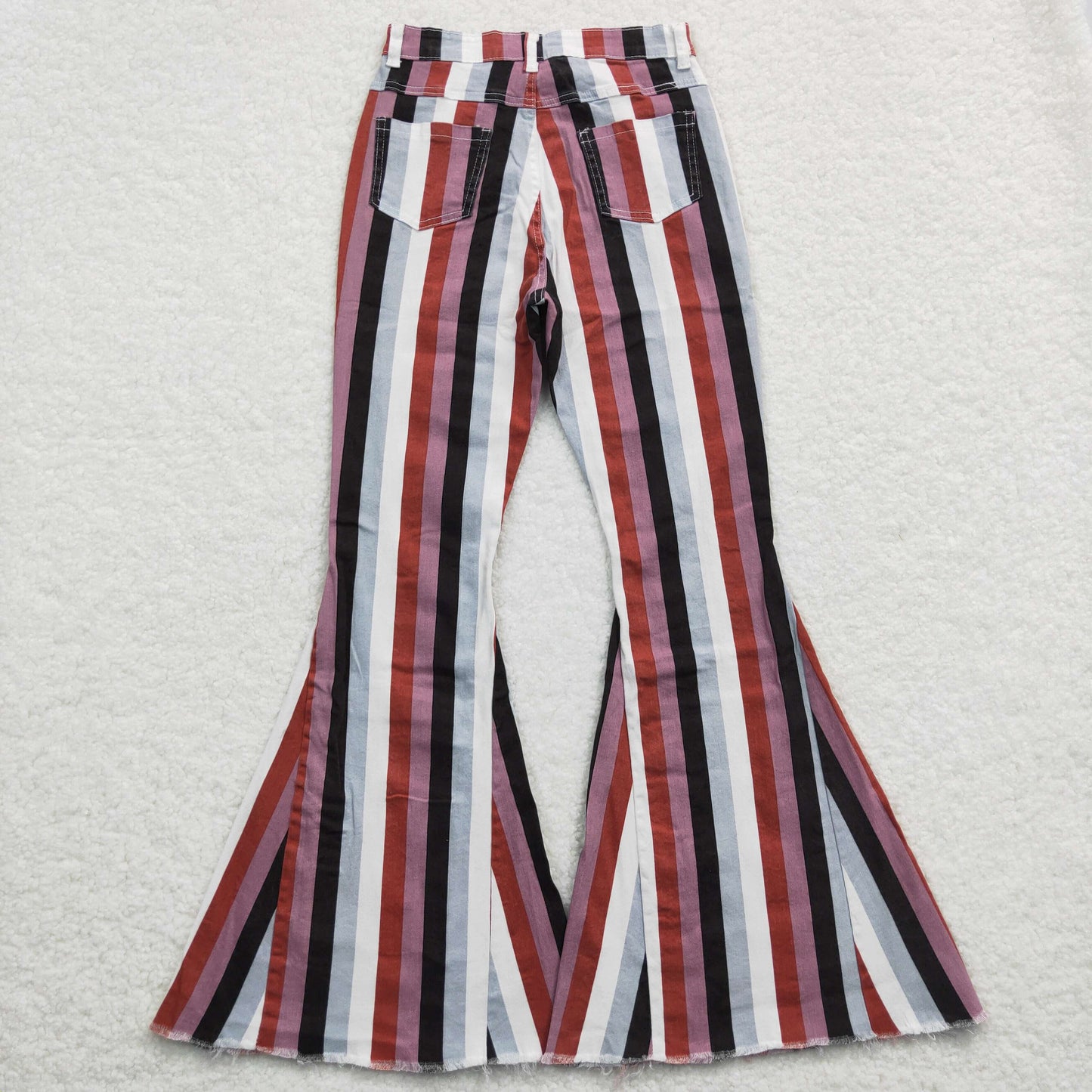 Adult Stripes Denim Bell Bottom Jeans Woman Pants   P0152