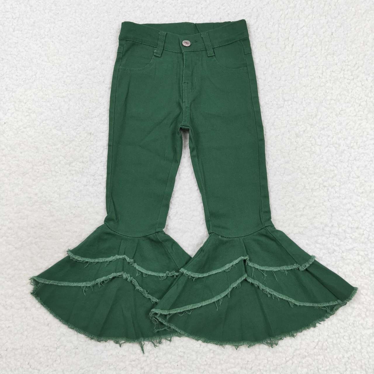 P0171 Green Denim Bell Bottom Jeans Girls Christmas Pants