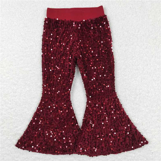 P0338 Wine Baby Girls Sequins Bell Pants