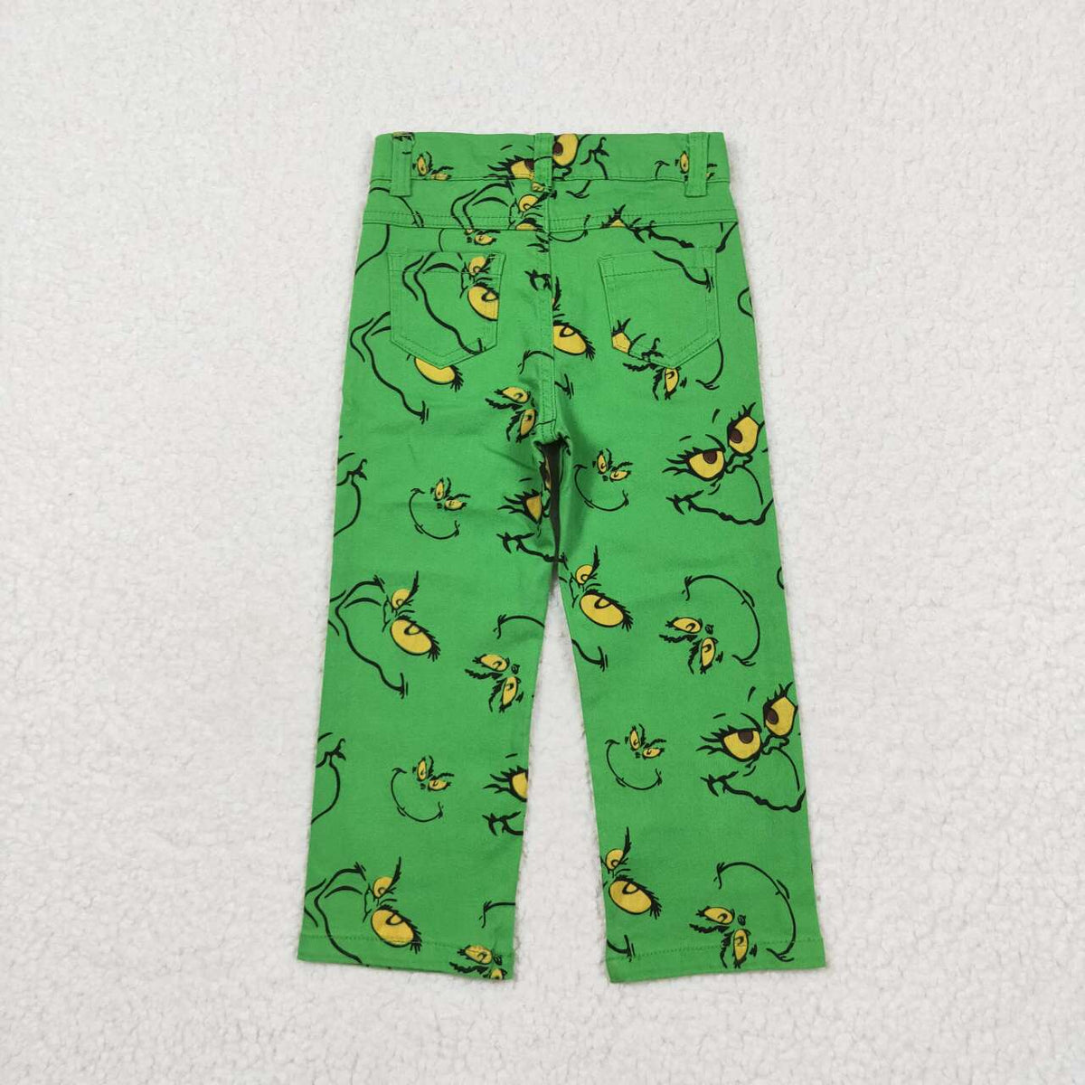 P0485  Green Frog Smiling Denim Bottoms Jeans Boys Christmas Pants