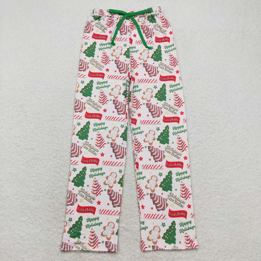 P0490 Adult Gingerbread Debbie Cake Print Man Christmas Bottom Pajamas Pants