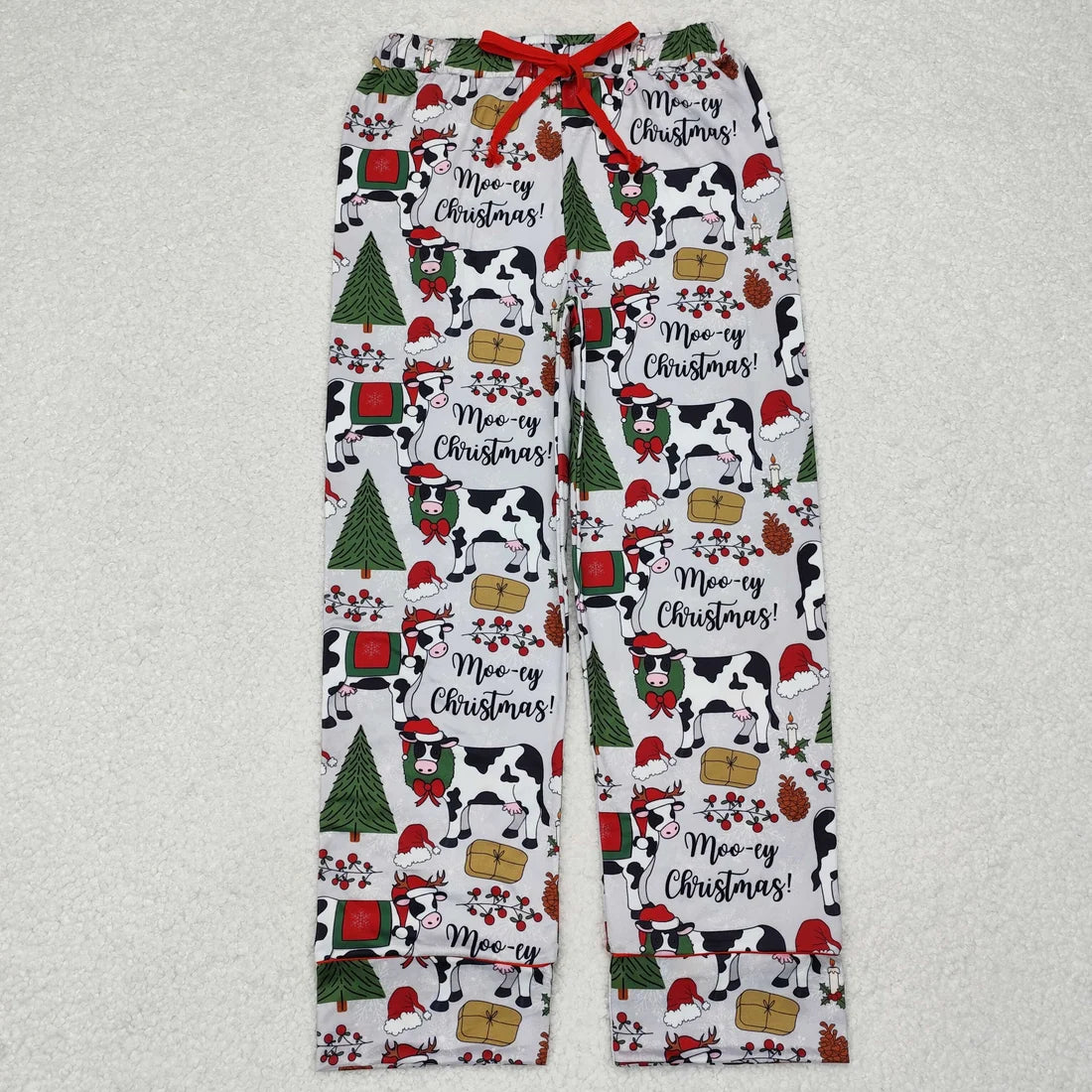 Family Sibling Hats Cows Trees Farm Merry Christmas Pajamas Sets Zipper Footie Rompers Women Pants