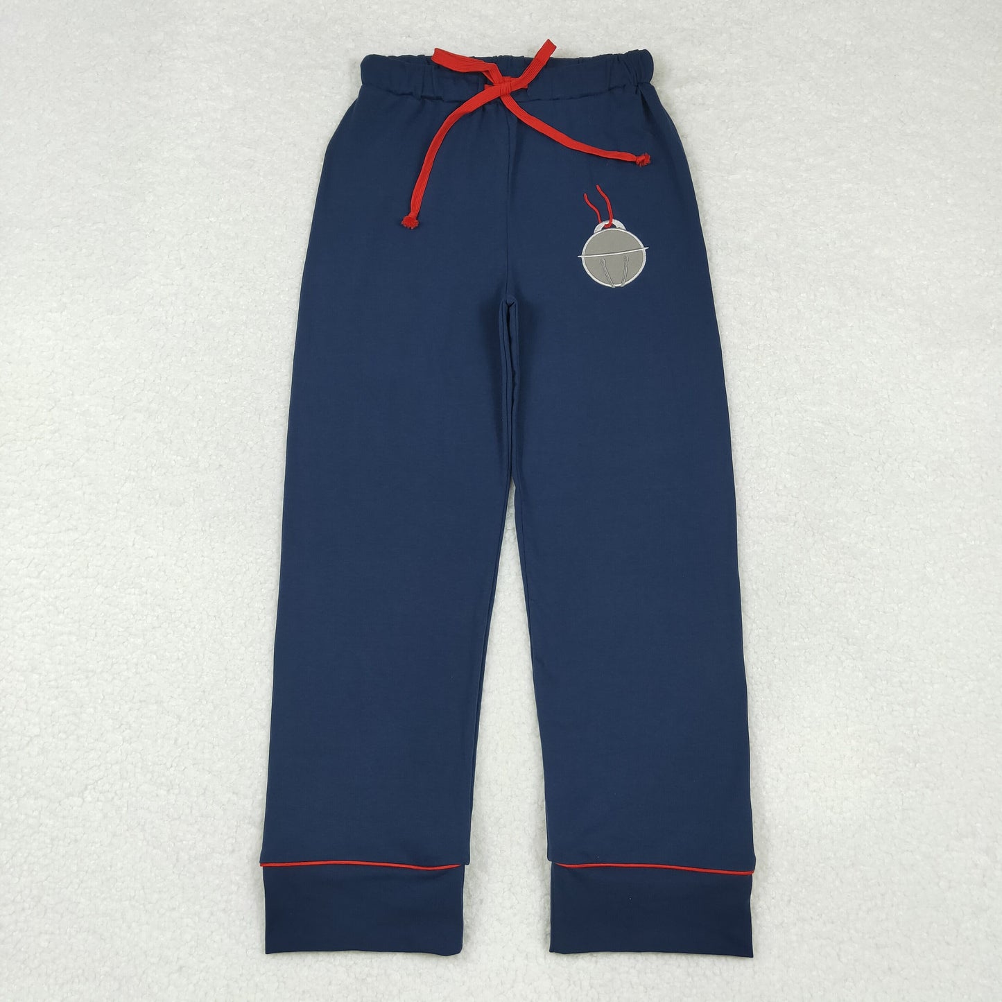 P0501 Adult Bell Embroidery Navy Cotton Woman Christmas Bottom Pajamas Pants