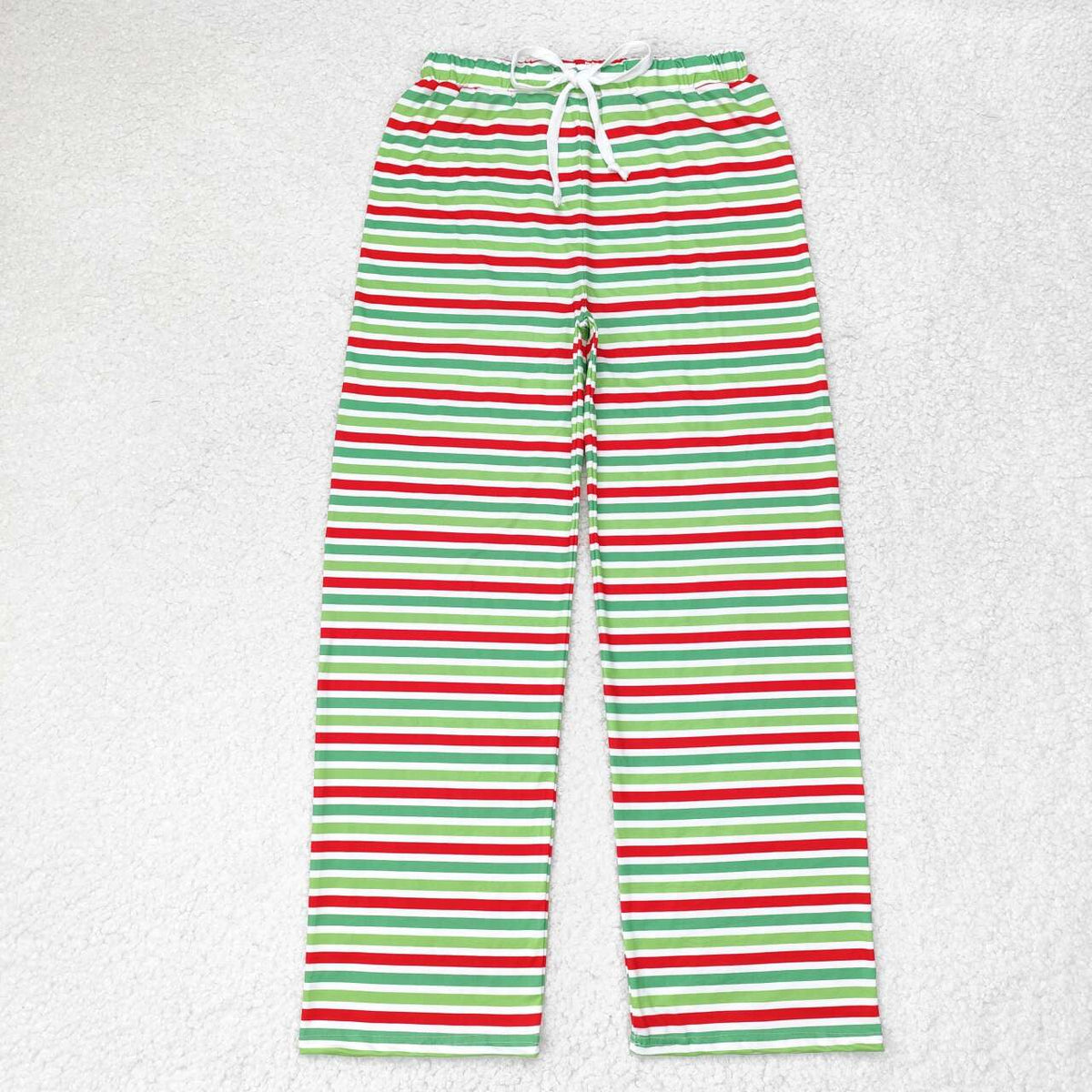 P0502 Adult Red Green Stripes Print Woman Christmas Bottom Pajamas Pants