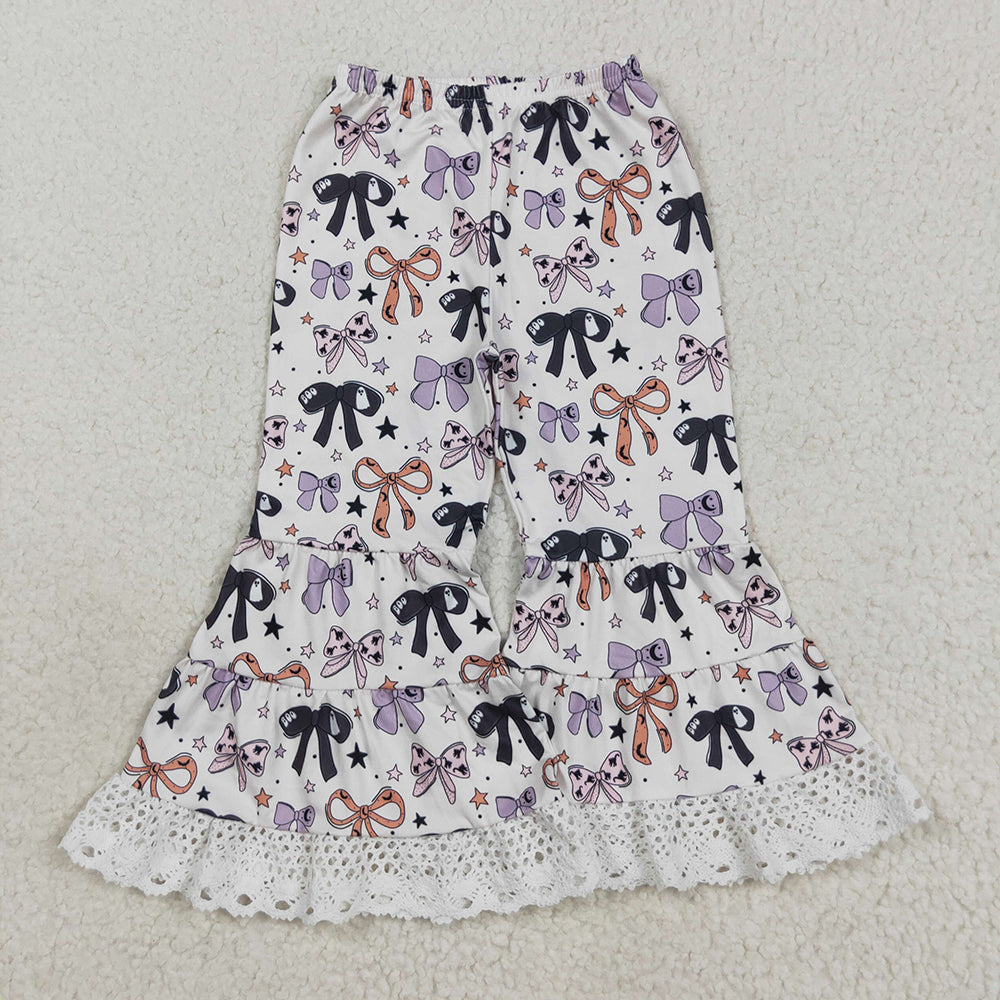 P0783 Bows Stars Ruffle Girls Halloween Bell Bottom Pants