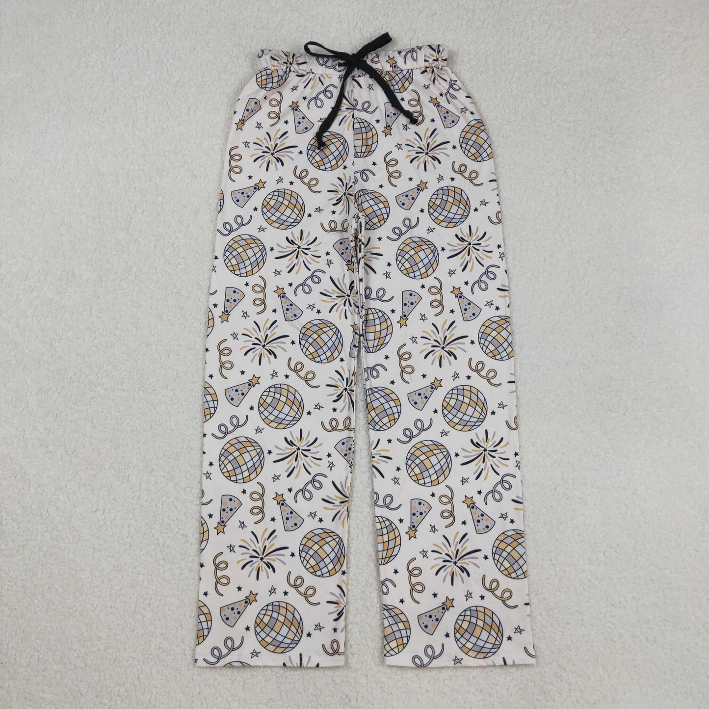 Mama and Me Fireworks Stars Button Ruffle Pants Happy New Year Pajamas Sets Pants With Belt