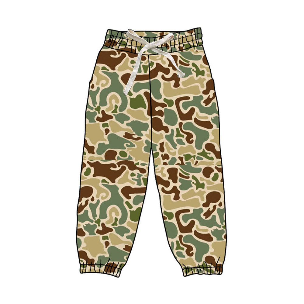 4.17 P1028 Preorder Green Camo Print Kids Bottom Joggers