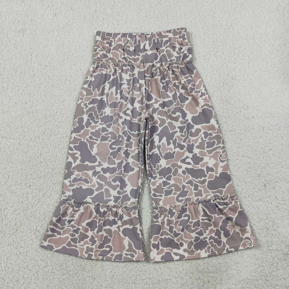 P1056 Brown Camo Print Ruffle Flare Active Girls Bottom Yoga Pants