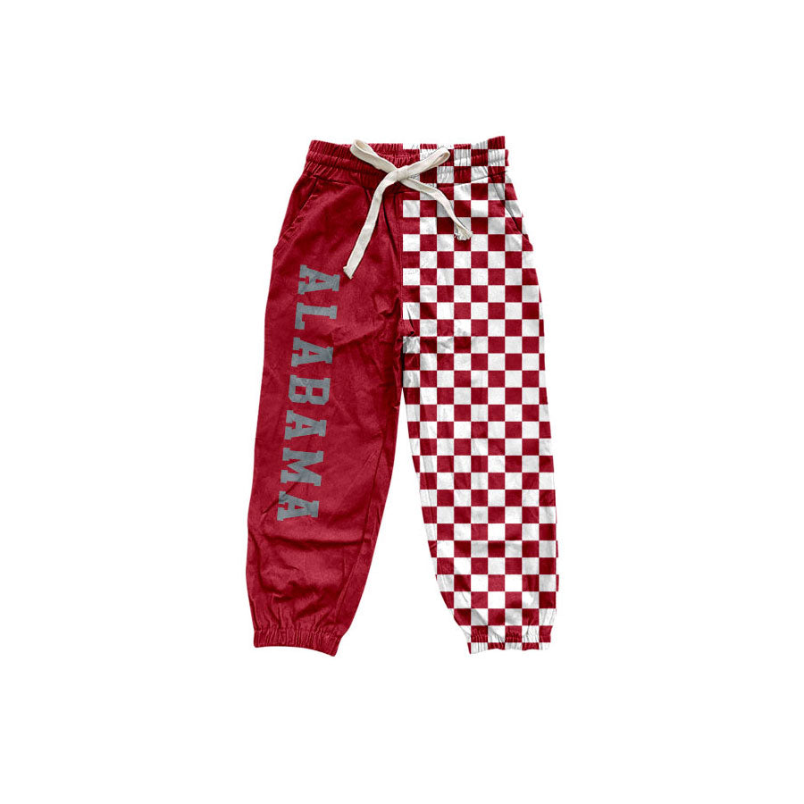 7.6 Preorder Kids Girls Alabama Sport Team Checked Jogger Pants