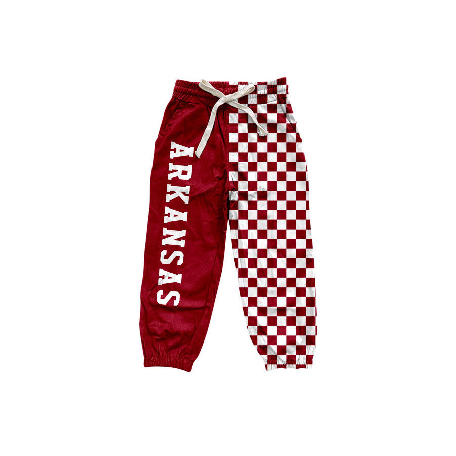 7.6 Preorder Kids Girls Arkansas Sport Team Checked Jogger Pants