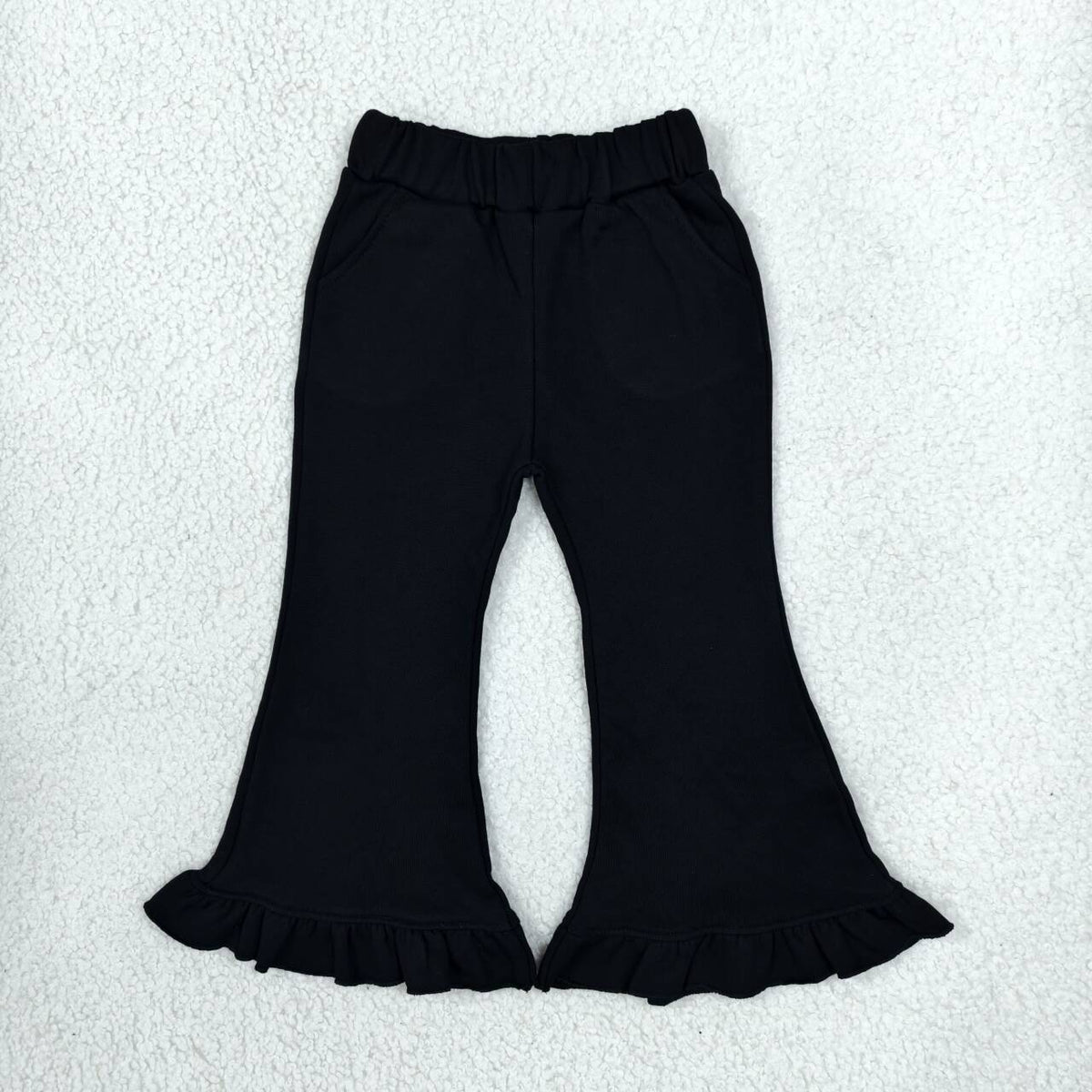 P1072 Black Cotton Girls Bell Bottom Pants