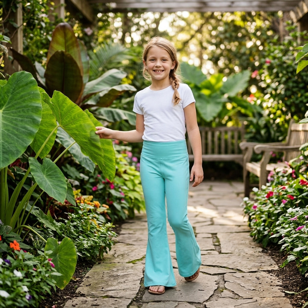 P1099 Aqua Active Girls Bell Bottom Yoga Pants