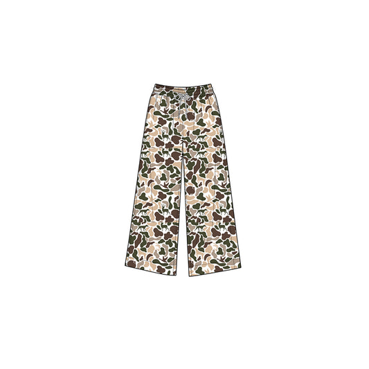 8.1  P1105 Preorder Brown Khaki Camo Print Girls Bottom Yoga Pockets Straight Pants