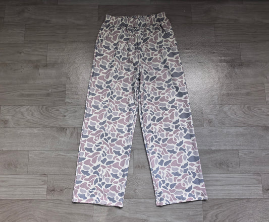 8.1 P1108 Preorder Adult Grey Camo Print Woman Bottom Yoga Pockets Straight Pants