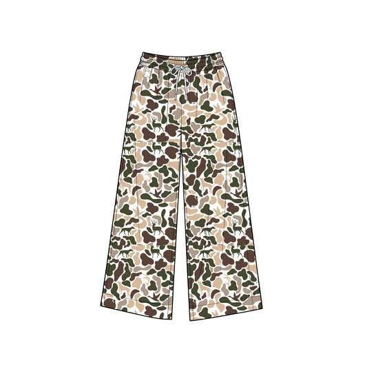 8.1 P1110 Preorder Adult Brown Khaki Print Woman Bottom Yoga Pockets Straight Pants