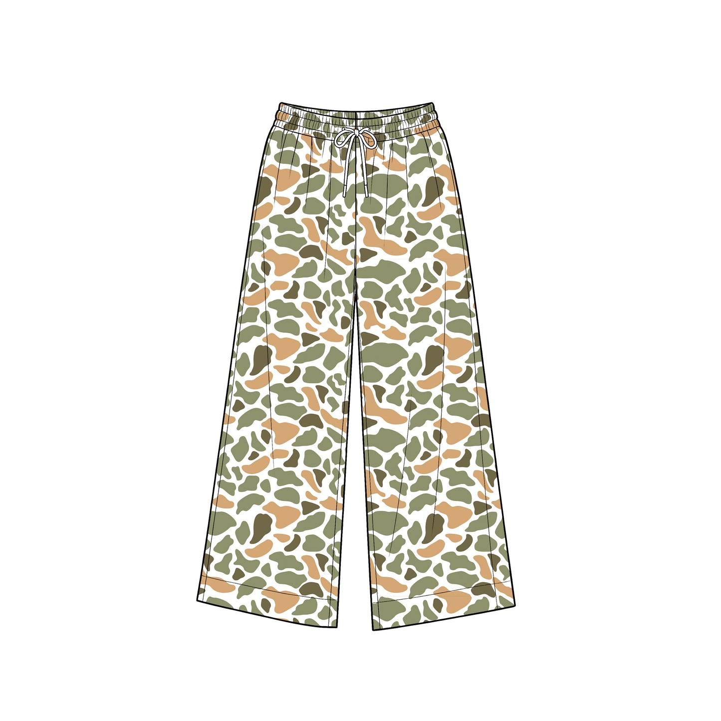 8.1 P1111 Preorder Adult Orange Green Camo Print Woman Bottom Yoga Pockets Straight Pants
