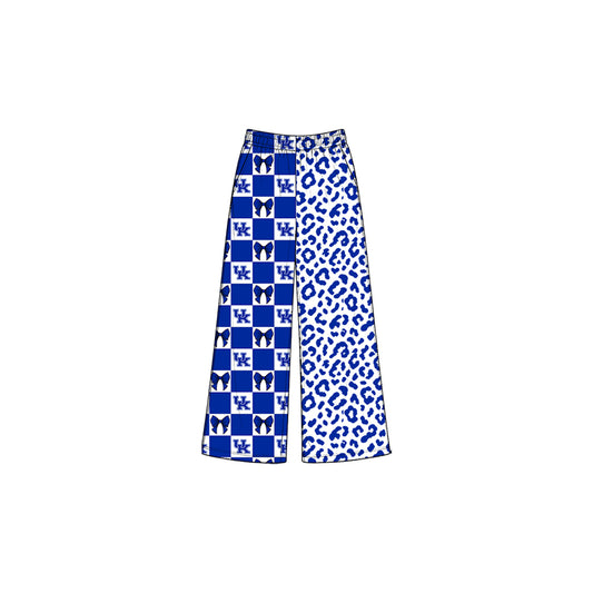 8.3  P1122 Preorder Teams Kentucky Bows Checkered Leopard Print Girls Bottom Pockets Straight Pants