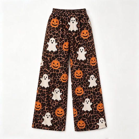 8.3  Preorder Adult Halloween Leopard  Ghost Pumpkin Wide Pants