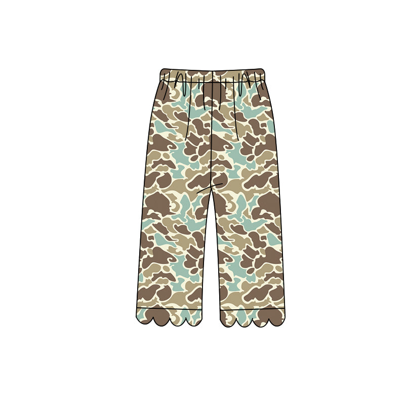 8.10 Preorder Kids Girls Blue Camo  Scalloped Pants