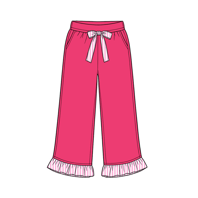 8.15 Preorder Kids Girls Hot Pink Girls Wide Leg with Pink Stripe