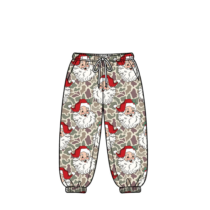 8.19 P1159 Preorder Santa Camo Print Boys Christmas Bottom Joggers Pants