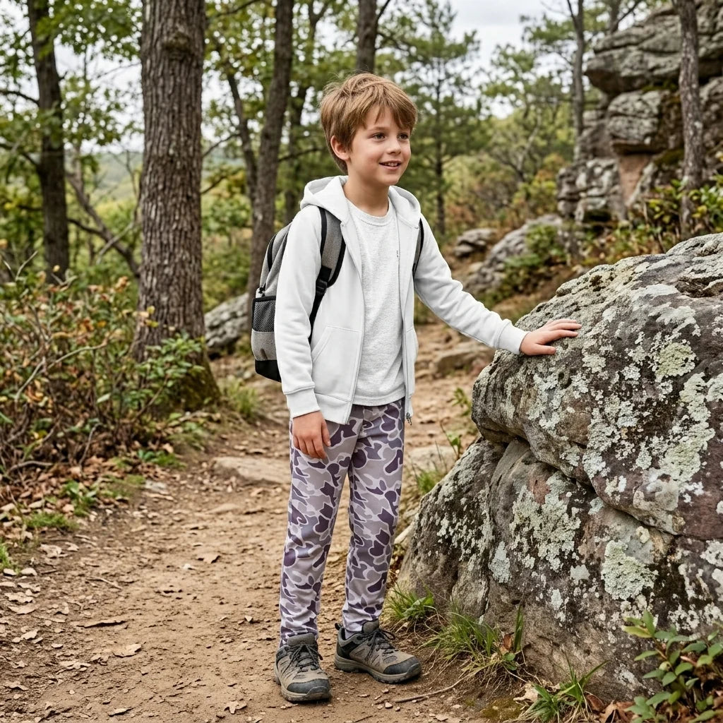 P1191 Dark Brown Camo Print Kids Bottom Pants
