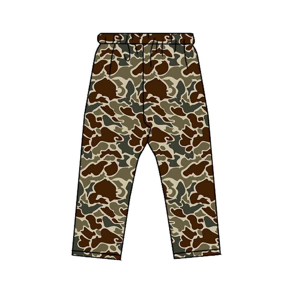 8.20 P1196 Preorder Dark Brown Green Camo Print Boys Bottom Pants