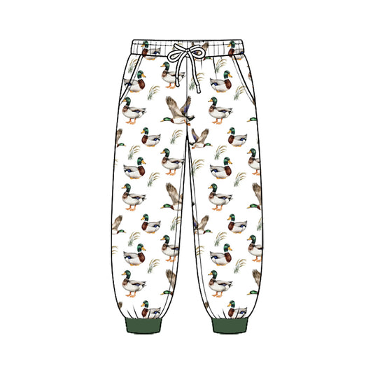 8.25 P1204 Preorder Duck White Print Pockets Boys Bottom Pants