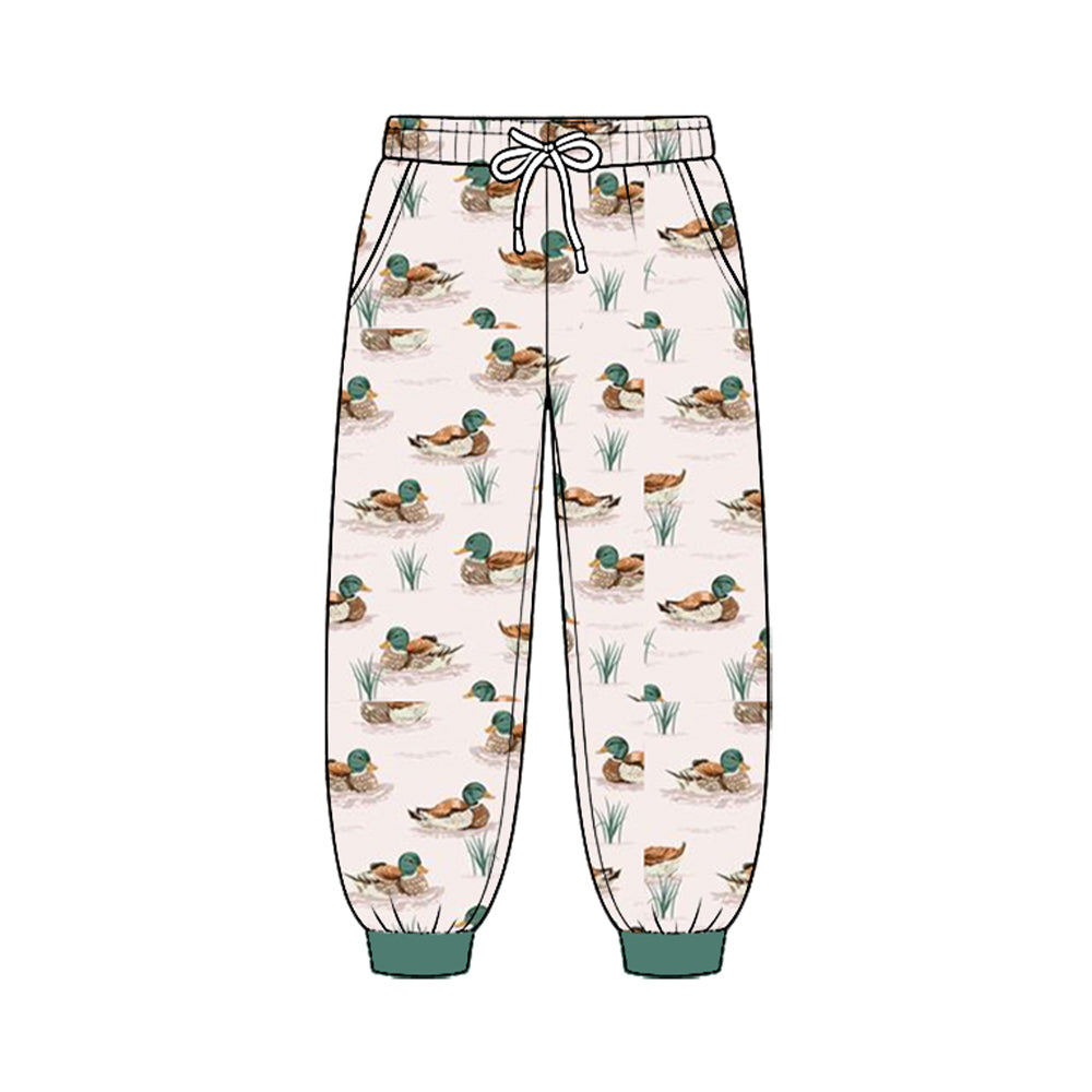 8.25 P1205 Preorder Duck Pink Print Pockets Boys Bottom Pants