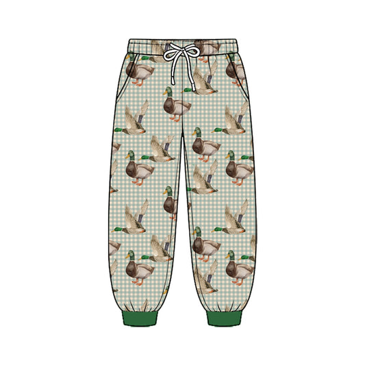 8.25 P1208 Preorder Duck Checkered Print Pockets Boys Bottom Pants