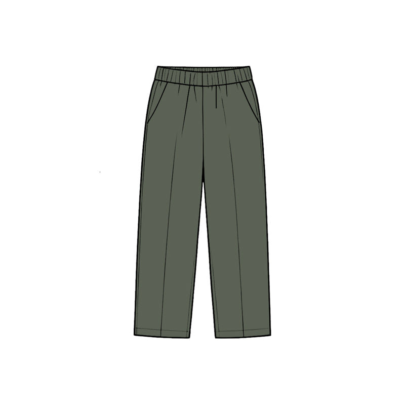8.28 P1218 Preorder Olive Green Color Pockets Boys Bottom Straight Pants