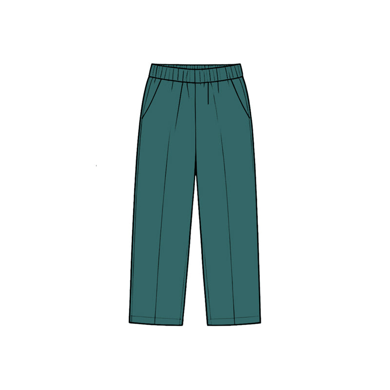 8.28 P1219 Preorder Dark Green Color Pockets Boys Bottom Straight Pants