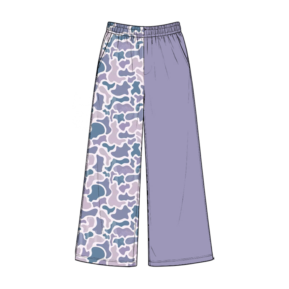 8.28 P1223 Preorder Purple Camo Print Pockets Straight Girls Bottom Pants