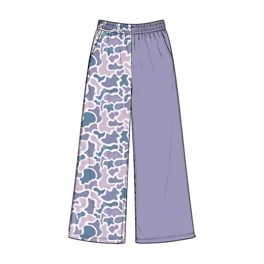 8.28 P1223 Preorder Purple Camo Print Pockets Straight Girls Bottom Pants
