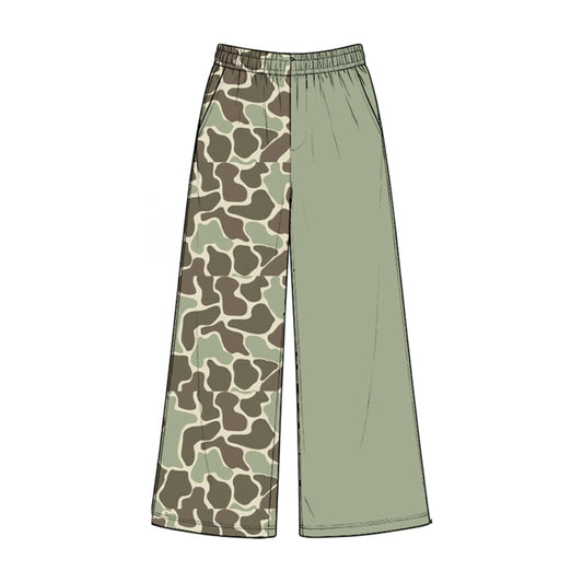 8.28 P1227 Preorder Brown Green Camo Print Pockets Straight Girls Bottom Pants