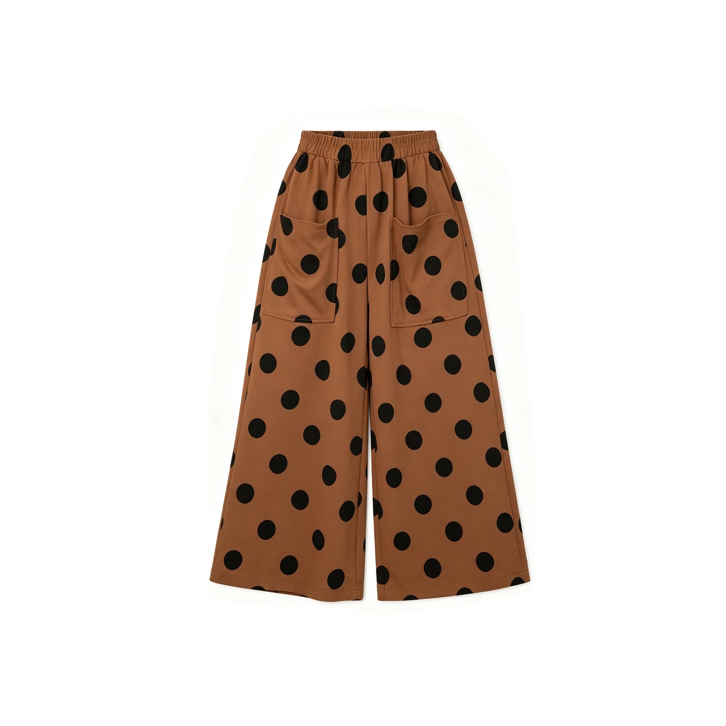 9.5 P1249 Preorder Brown Dots Print Pockets Girls Bottom Straight Pants