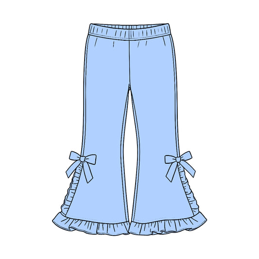 10.6 Preorder P1270 Blue Ruffle Girls Bell Bottom Pants