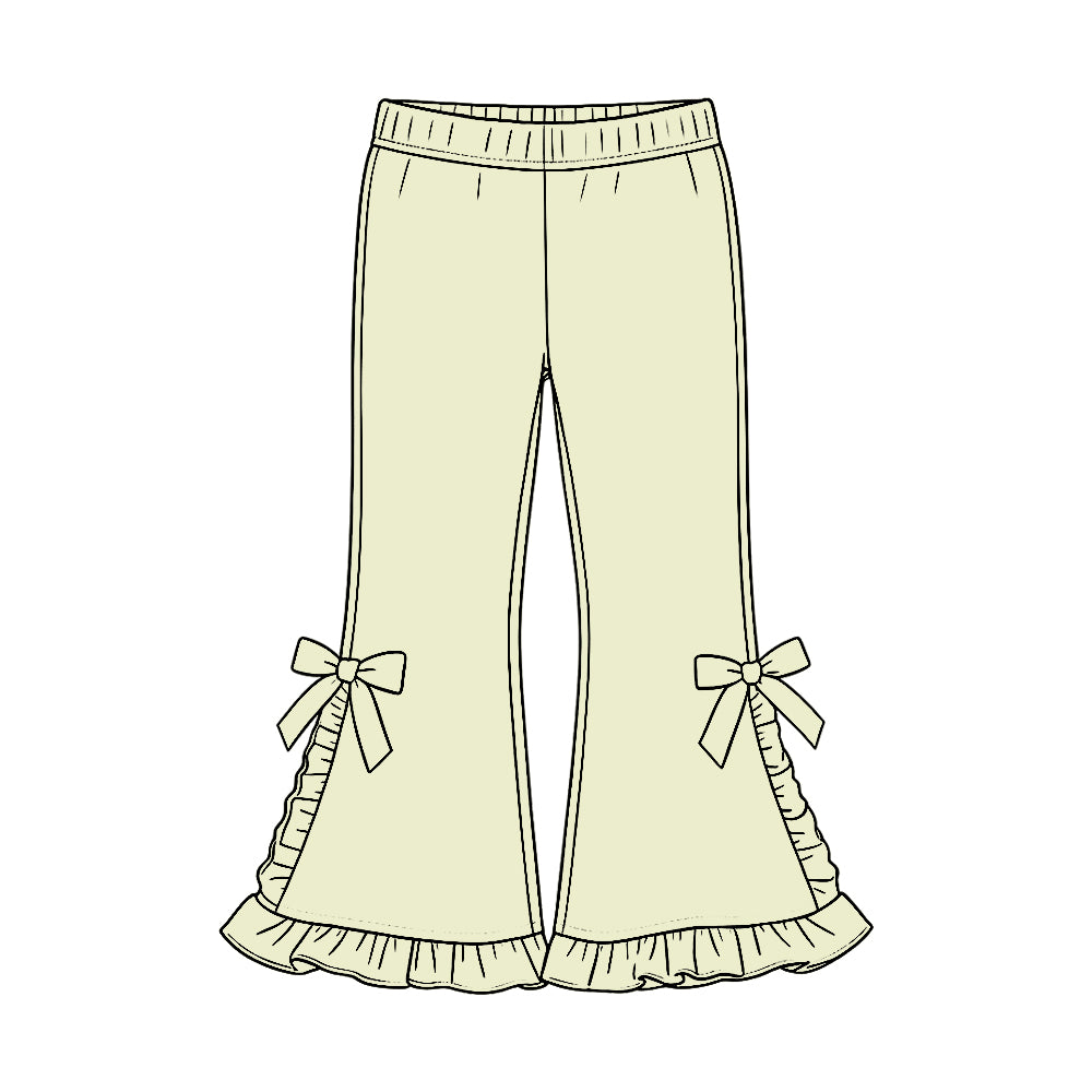 10.6 Preorder P1272 Green Ruffle Girls Bell Bottom Pants
