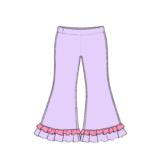 10.21 Preorder P1303 Lavender Color Pink Ruffle Girls Bell Bottom Pants