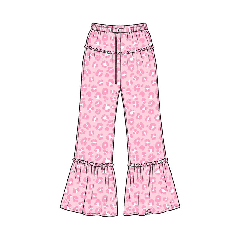 10.27 P1318 Preorder Pink Leopard Print Girls Bell Bottom Pants