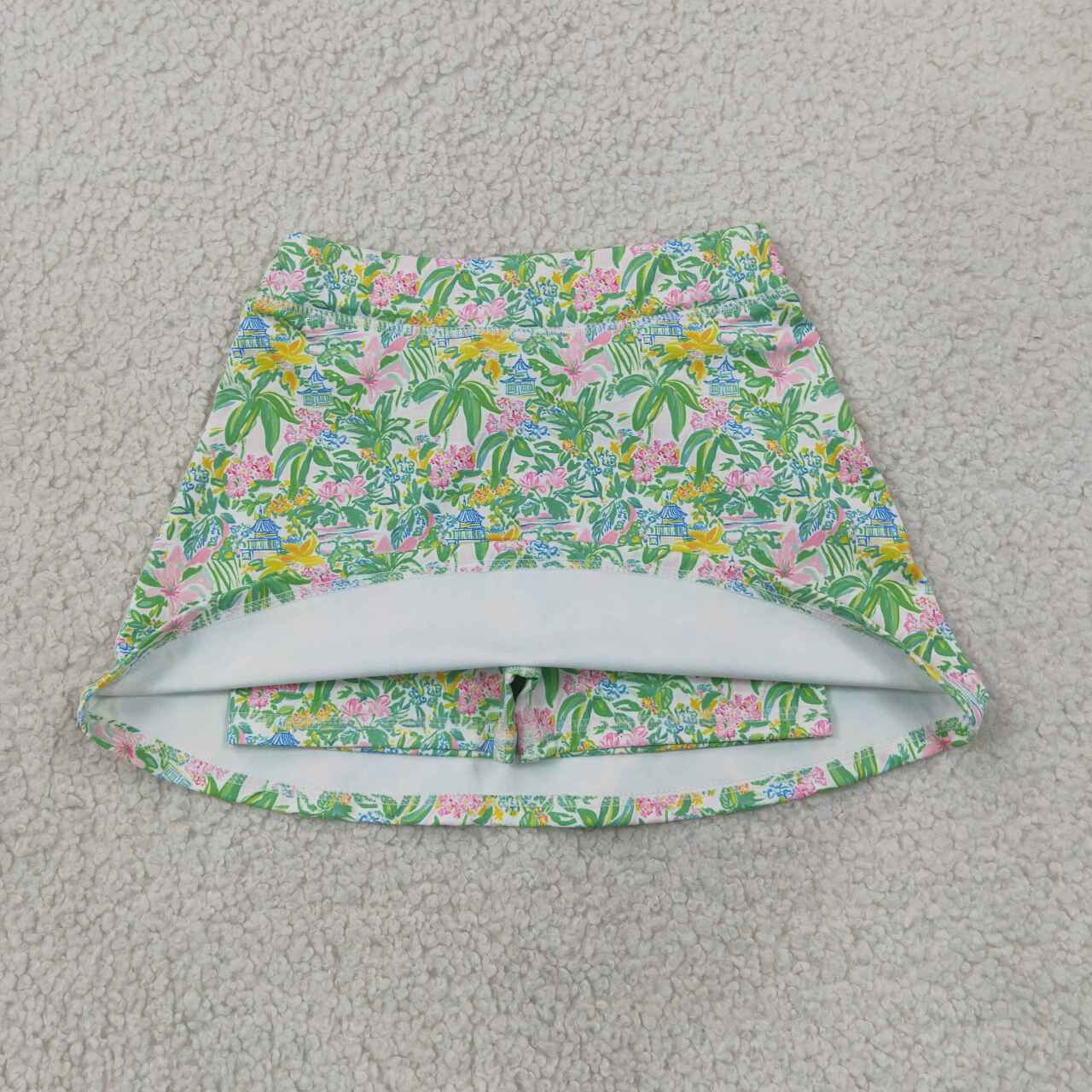 Floral Pagoda Girls Bottom Yoga Skirts