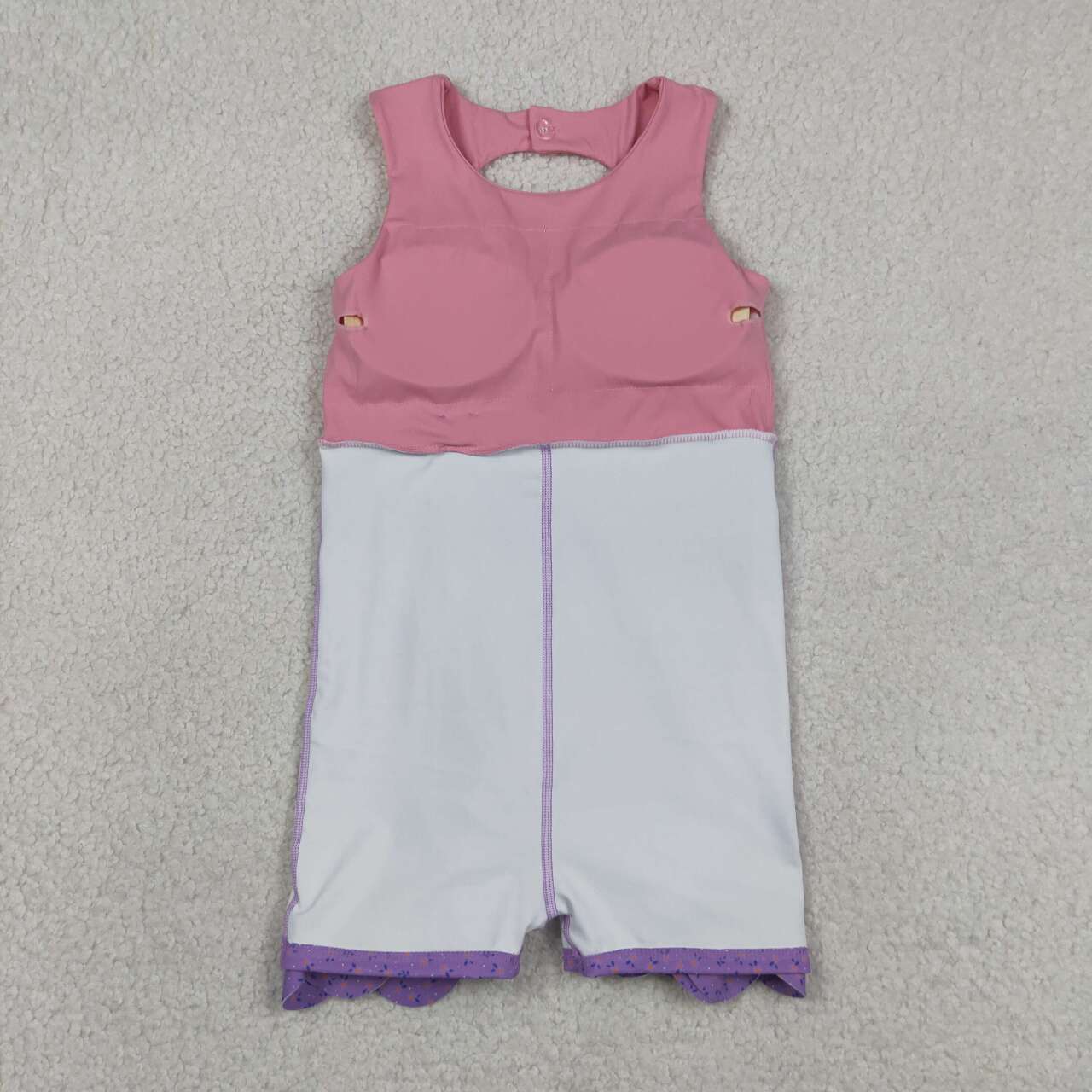 Toddler Purple Flowers Girls Pink Sleeveless Active With Purple Bow
