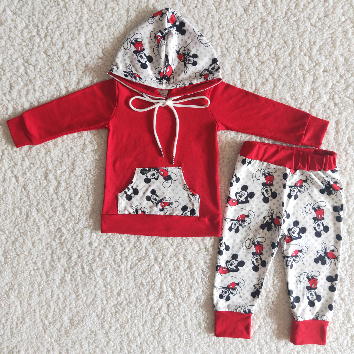 (Promotion)Cartoon Mouse Hoodie Pocket Top Joggers Pants Boy's Clothes Set     6 A30-12