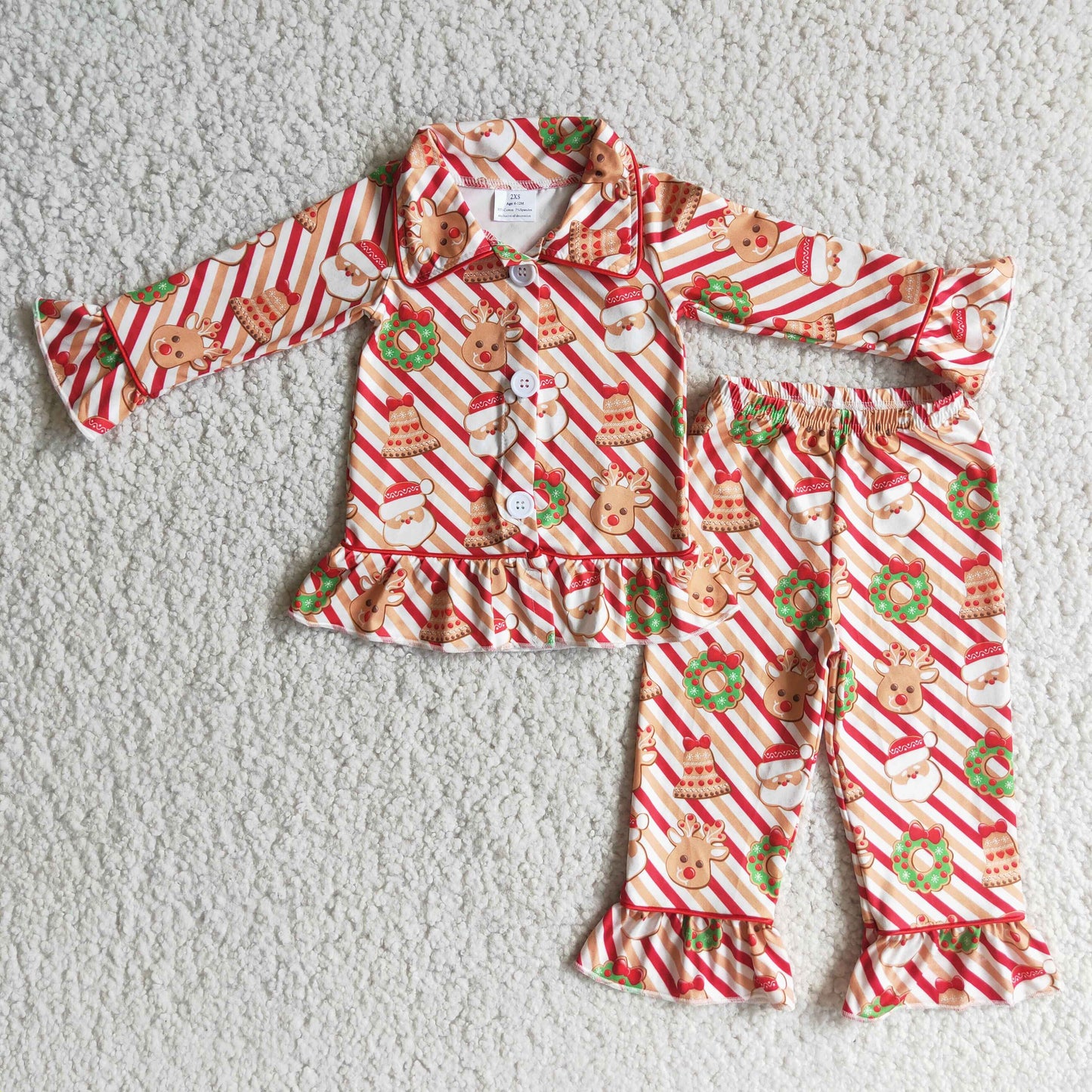 (Promotion)Girls long sleeve Christmas pajamas   6 A23-18