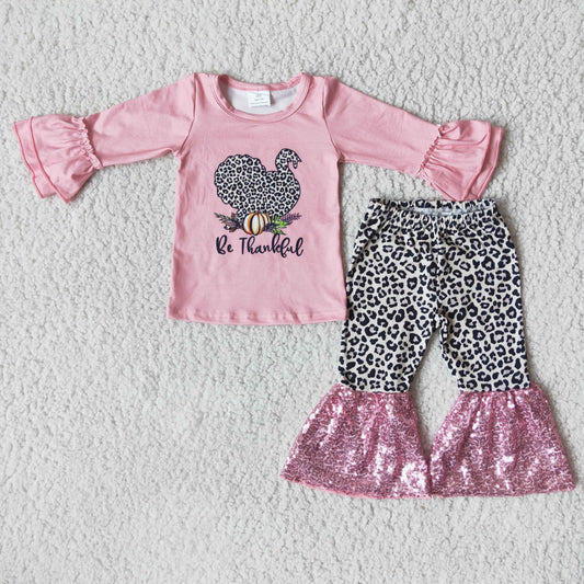 Long sleeve bell bottom sequin ruffle pants turkey outfits  6 B5-1