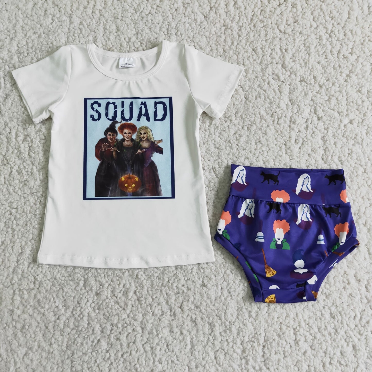 (Promotion)Short sleeve shirt witches Halloween bummie set  D8-3